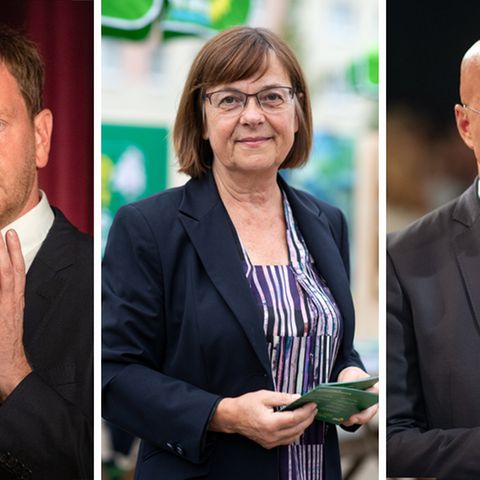 Michael Kretschmer (CDU), Ursula Nonnemacher (Die Grünen) und Andreas Kalbitz (AfD)