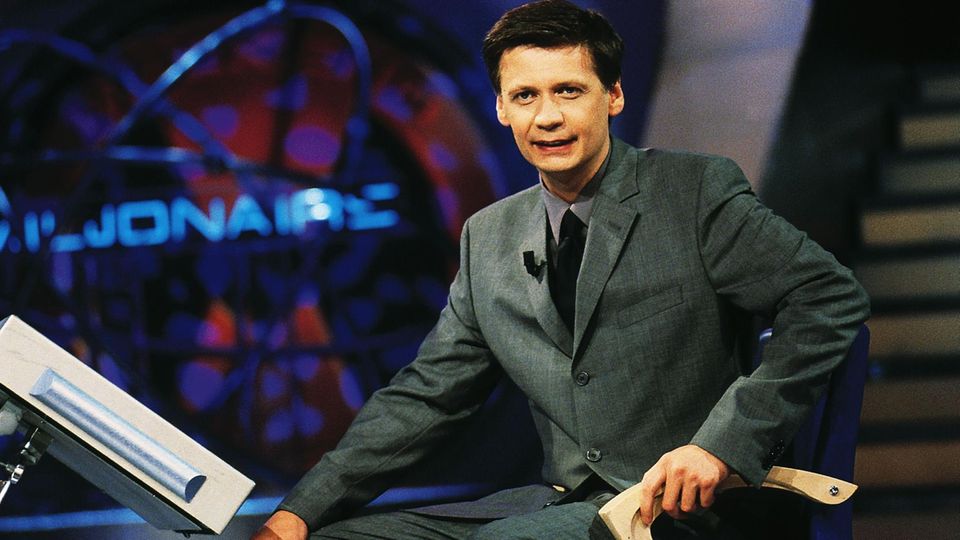 Günther Jauch bei seiner ersten Sendung "Wer wird Millionär" am 3. September 1999