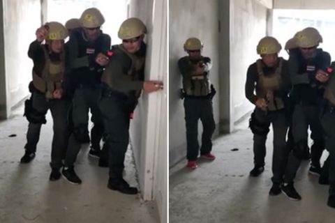 Eine Gruppe Männer beim Granatentraining