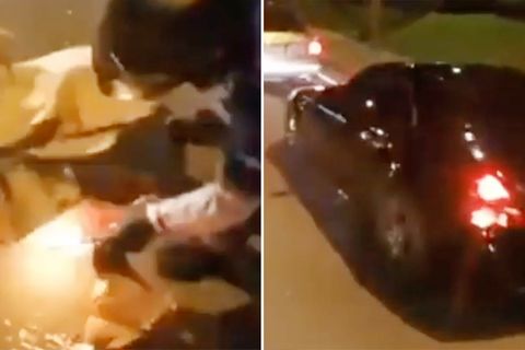 Ungeahnte Brandgefahr: Frau fährt über Pappkarton – Sekunden später rettet ihr ein aufmerksamer Biker das Leben