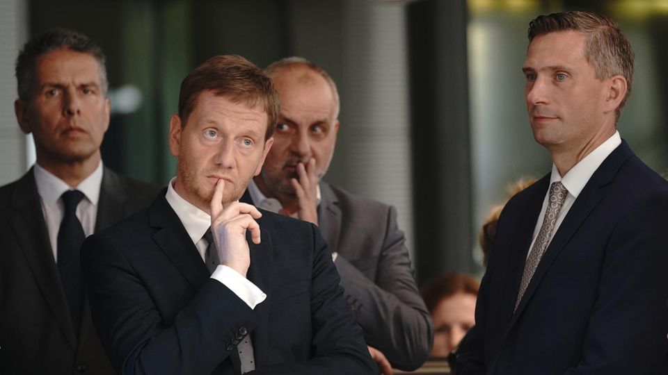 Sachsen Ministerpräsident Michael Kretschmer (CDU) und SPD-Spitzenkandidat Martin Dulig