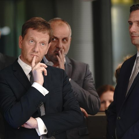 Sachsen Ministerpräsident Michael Kretschmer (CDU) und SPD-Spitzenkandidat Martin Dulig