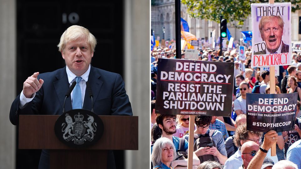 Am Samstag nahmen Hunderttausende Menschen in Großbritannien an landesweiten Demonstrationen gegen Boris Johnson teil. Am Samstag nahmen Hunderttausende Menschen in Großbritannien an landesweiten Demonstrationen gegen Boris Johnson teil.