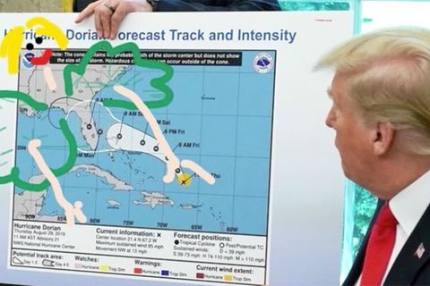 Hurrikan "Dorian": Streit um bemalte Wetterkarte: Twitter-User zeigen, wie Trump alle Probleme mit einem Stift lösen kann