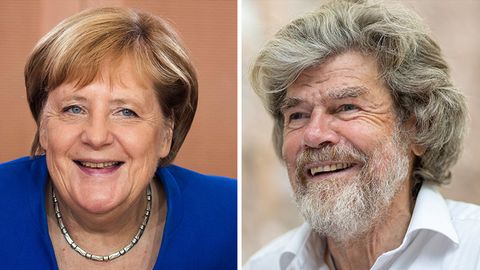 Angela Merkel und Reinhold Messner auf einer Bildcombo