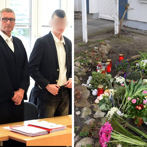 Die Mörder von Maria am Landgericht Stralsund; Blumen vor dem Haus auf Usedom