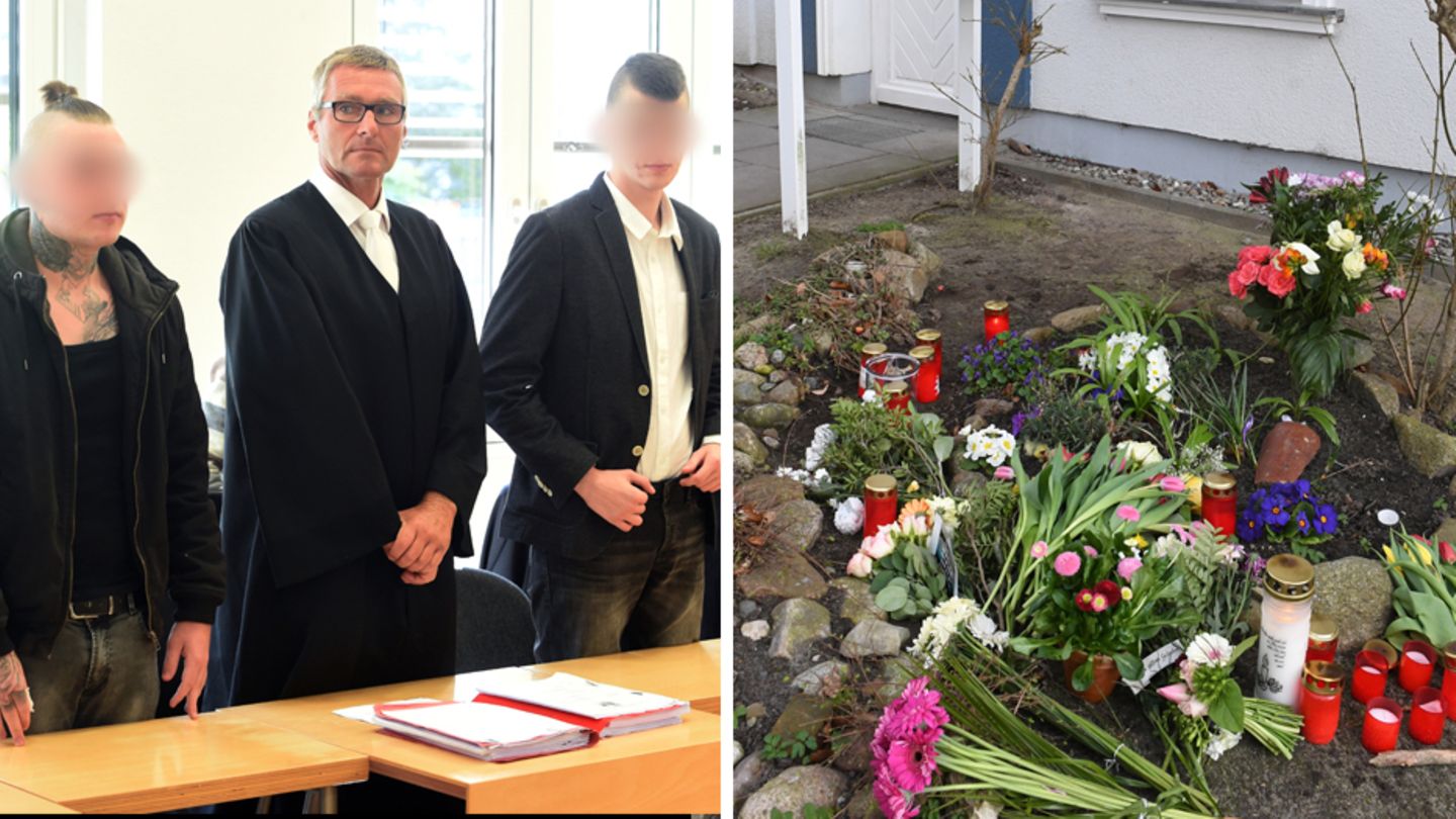 Die Mörder von Maria am Landgericht Stralsund; Blumen vor dem Haus auf Usedom