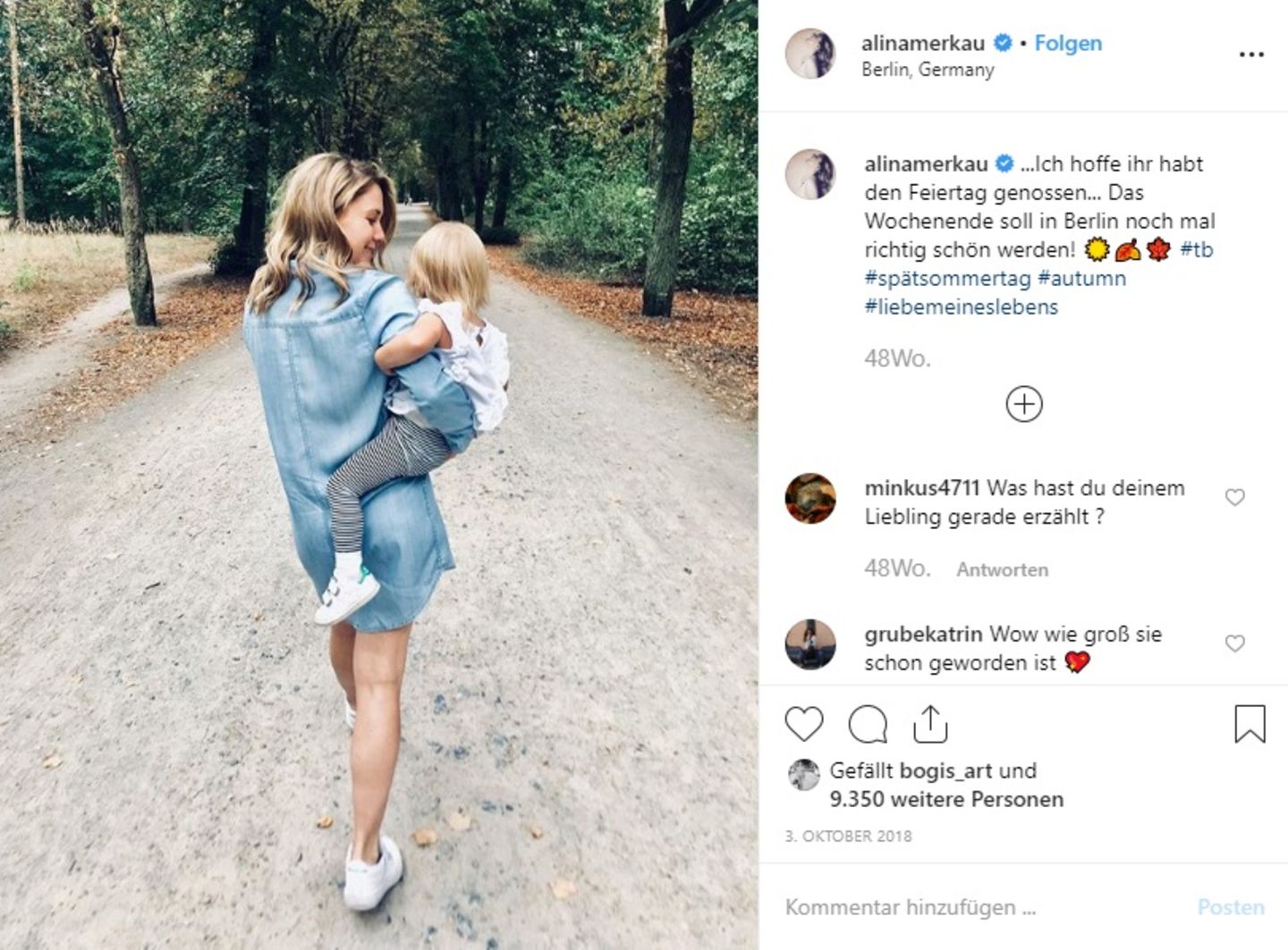 Alina Merkau und ihre Tochter Rosa auf Instagram