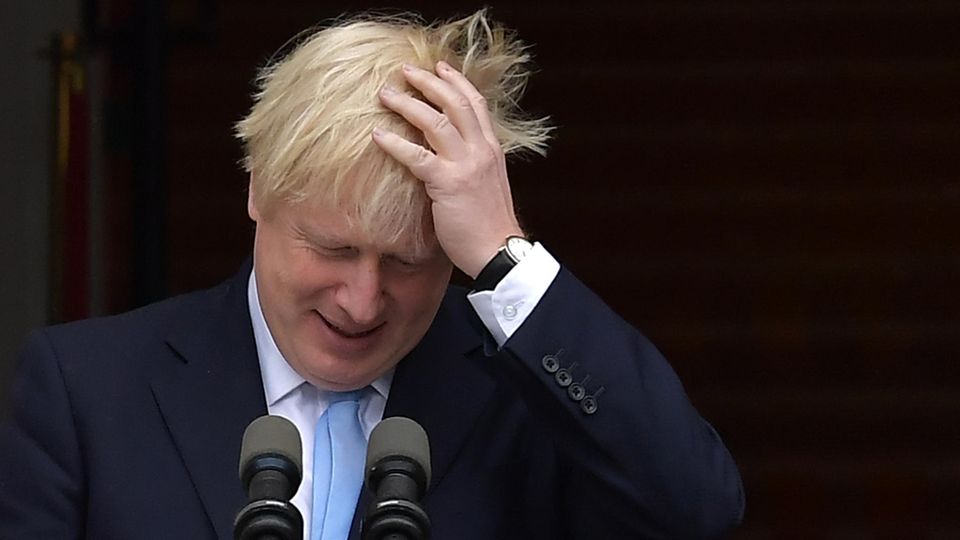 Boris Johnson beantwortet in Dublin Fragen von Journalisten