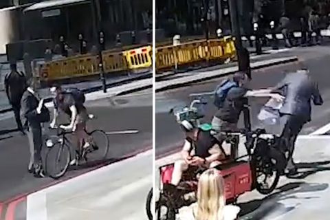 Londoner Radfahrer verpasst Fußgänger Kopfnuss