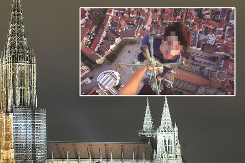 Ulmer Münster: Roofer klettern auf höchste Kirche der Welt – Polizei ermittelt