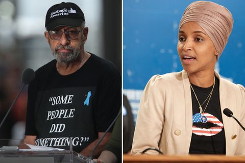 Bei der Jahrestagszeremonie von 9/11 in New York spricht Nicholas Haros Jr. und klagt Ilhan Omar an.