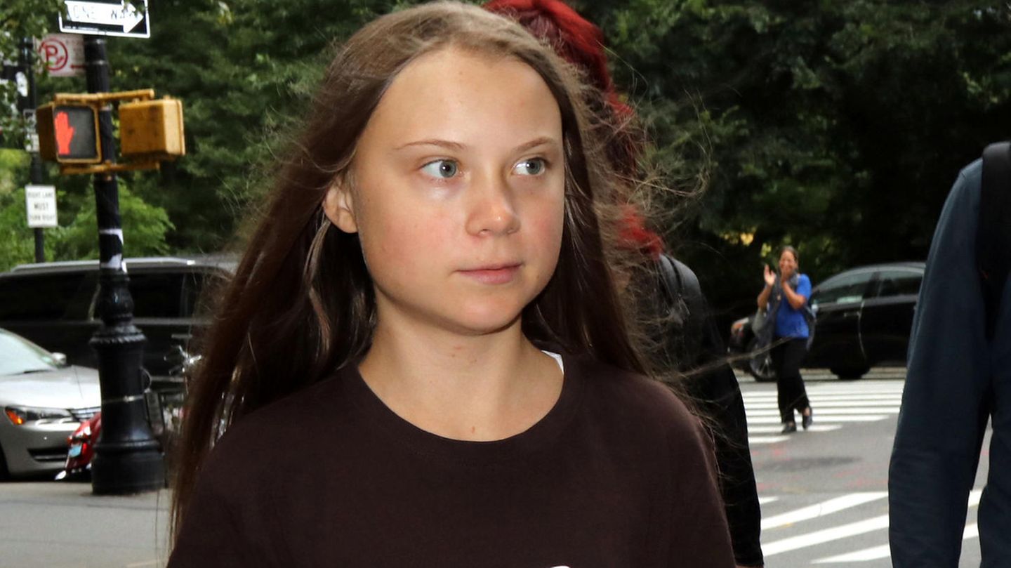 Greta Thunberg auf dem Weg zur «Society for Ethical Culture», um an einer Paneldiskussion teilzunehmen