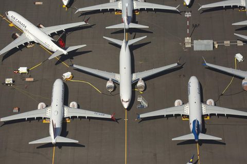 Produziert und wegen des Flugverbots nicht an die Airlines ausgeliefert: Boeing 737 Max auf dem Werksflughafen von Boeing in Renton.