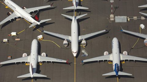 Produziert und wegen des Flugverbots nicht an die Airlines ausgeliefert: Boeing 737 Max auf dem Werksflughafen von Boeing in Renton.