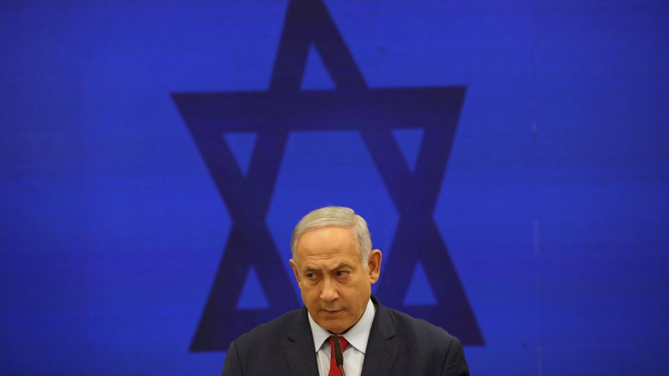 Benjamin Netanjahu, Ministerpräsident von Israel, spricht bei einer Pressekonferenz
