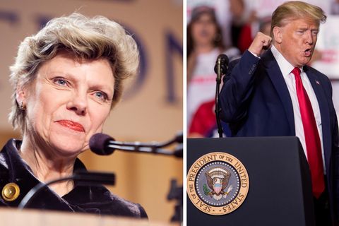 Cokie Roberts (l.) und US-Präsident Donald Trump