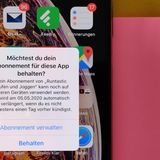 iPhone-System: Abo-Management Löscht man eine App mit aktivem Abo, fragt iOS jetzt nach, ob man das Abo gleich mit abstellen möchte.