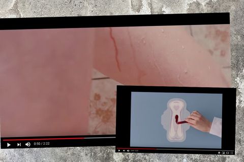 Rotes Menstruationsblut in Werbung