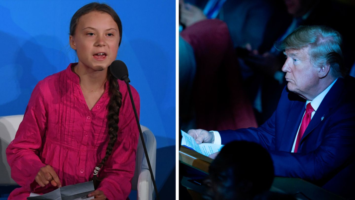 Greta Thunberg und US-Präsident Donald Trump auf der UN-Klimakonferenz in New York