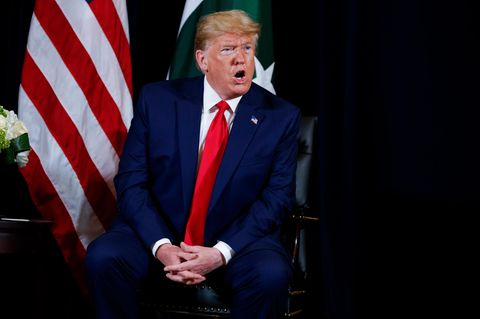 Donald Trump spricht bei einem Treffen mit dem pakistanischen Premierminister Khan in New York