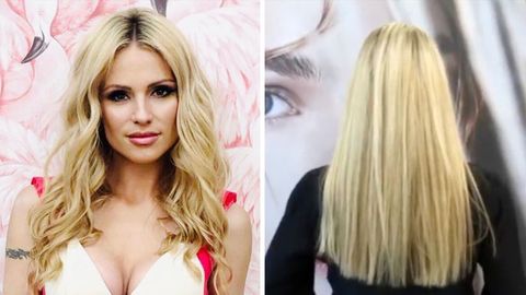 Michelle Hunziker ist bekannt für ihre langen blonden Haare und dem Mittelscheitel.