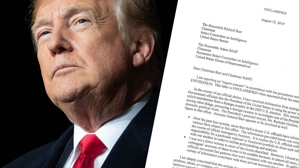 US-Präsident Donald Trump und ein Auszug aus dem Whistleblower-Bericht