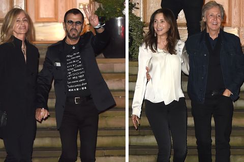 Ringo Starr und Paul McCartney mit ihren Frauen