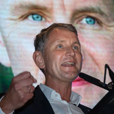 Björn Höcke, Spitzenkandidat und Landesvorsitzender der AfD Thüringen, spricht zum Wahlkampfauftakt der AfD Thüringen