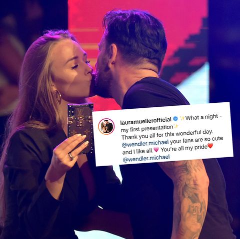 Laura Müller knutscht ihren Michael auf der Bühne