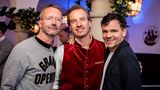 Auch Marcus Luft (G+J), Nils Behrens (Lanserhof) und Lewin Berner (Sioux) sind bester Laune.