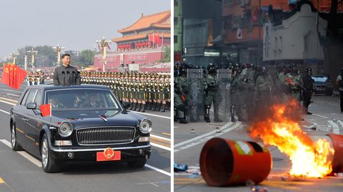 Militärparade in Peking, Proteste in Hongkong