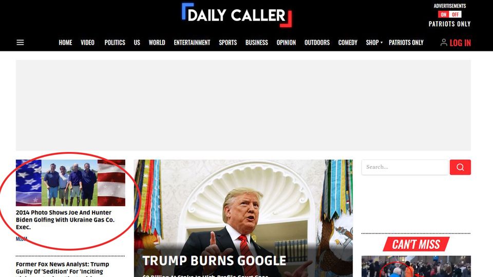 Screenshot vom "Daily Caller"