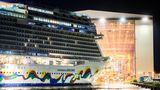 Bis zum 30. September lag das Kreuzfahrtschiff, das für 3998 Passagiere konzipiert ist, noch im Werfthafen von Papenburg.
