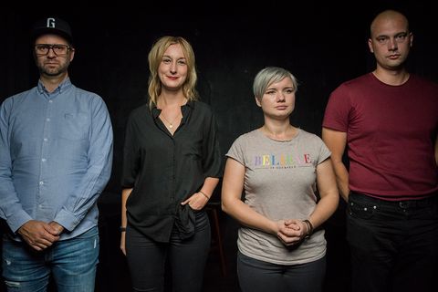 Christoph Giesa, Marieke Reimann, Fanziska Schreiber und Hendrik Bolz in der stern-DISKUTHEK