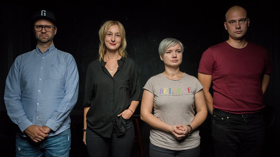 Christoph Giesa, Marieke Reimann, Fanziska Schreiber und Hendrik Bolz in der stern-DISKUTHEK