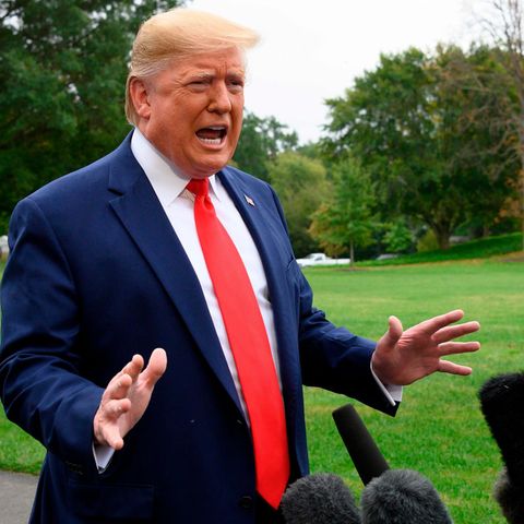 Donald Trump spricht im Garten des Weißen Hauses zu Reportern