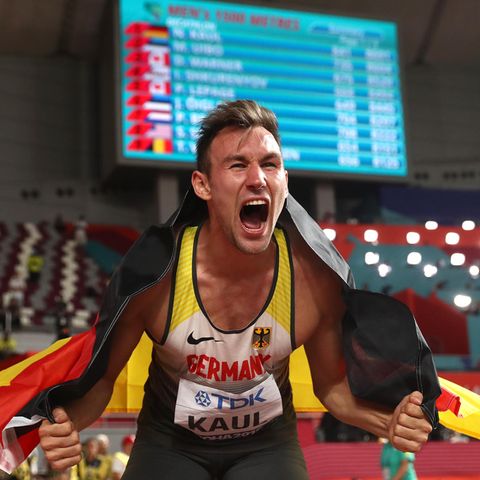 Niklas Kaul jubelt nach dem Wettkampf