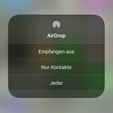 3. Schritt: Hier kannst du nun bestimmen, ob du dein AirDrop ganz deaktivierst, nur für Kontakte sichtbar bist oder doch jedem in deiner unmittelbaren Umgebung angezeigt wirst. 