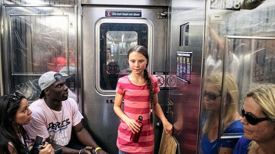 Greta Thunberg in der New Yorker U-Bahn