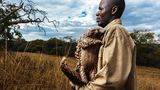 Ein Betreuer hält einen Pangolin