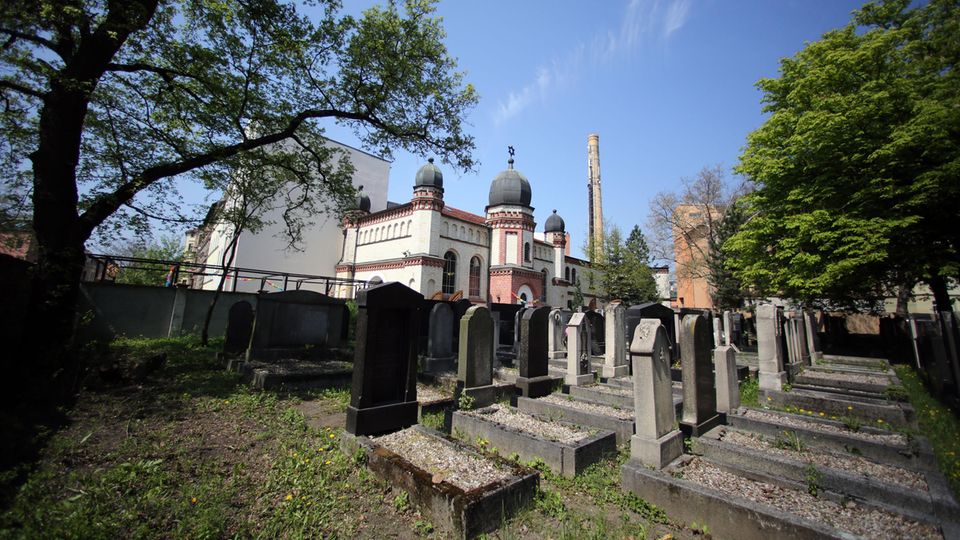 Antisemitische Attacke in Halle: Blick auf die Synagoge und den jüdischen Friedhof in Halle Blick auf die Synagoge und den jüdischen Friedhof in Halle
