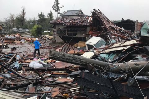 In Ichihara (Präfektur Chiba) hat "Hagibis" bereits heftig gewütet und für schlimme Zerstörung gesorgt