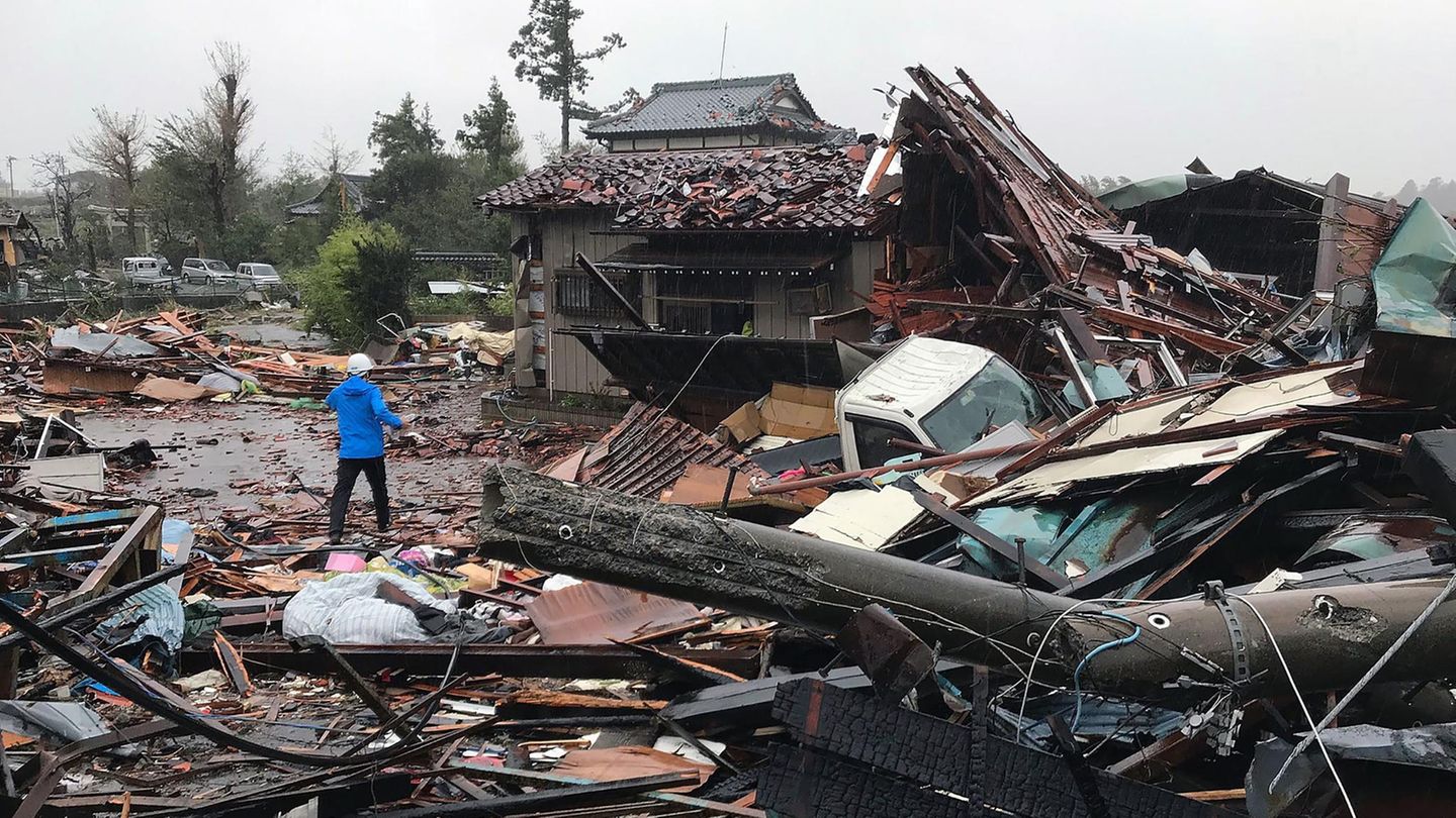 In Ichihara (Präfektur Chiba) hat "Hagibis" bereits heftig gewütet und für schlimme Zerstörung gesorgt
