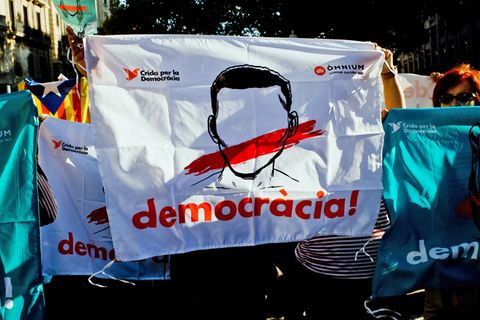 Auf einer Demonstration in Barcelona
