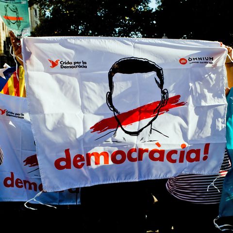 Auf einer Demonstration in Barcelona