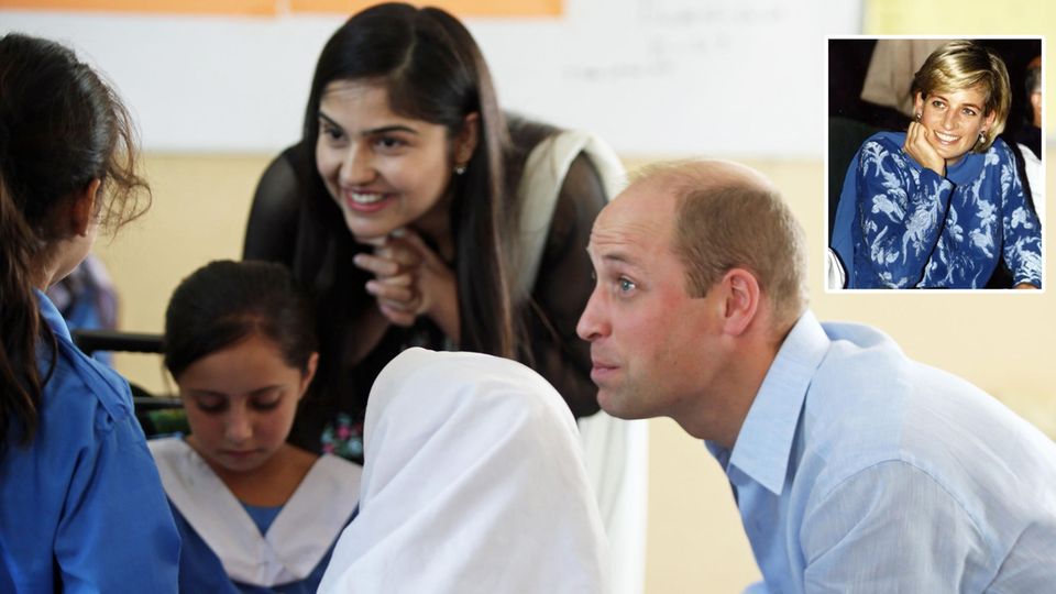 Prinz William im Gespräch mit pakistanischen Kindern