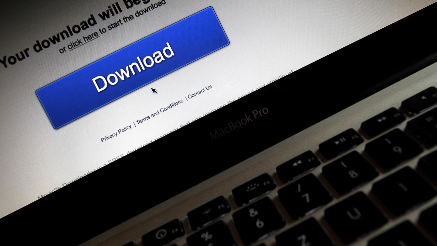 Website mit Download-Button (Symbolbild). Razzia bei Filesharing-Plattform "share-online.biz"
