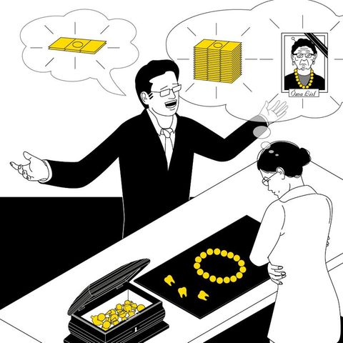 VOE STERN 43/2019 Der Goldpreis ist in den letzten 5 Jahren um 50 Prozent gestiegen. Hier die Illustration für stern 44/2019 von Jörg Dommel zu diesem Thema
