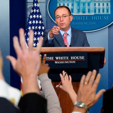 Stabschef Mick Mulvaney bei seinem Auftritt im Weißen Haus